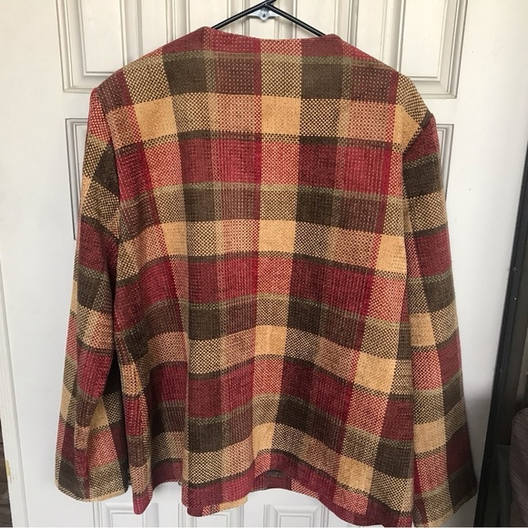 Alfred Dunner Tweed Plaid Jacket Sz18 Boxy Fall Colors Excellent Like New - Picture 2 of 6